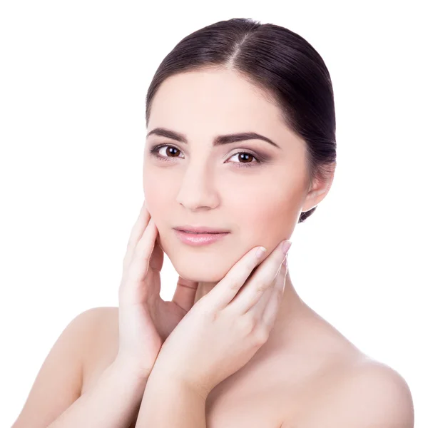 Skincare concept -  close up portrait of young beautiful woman w — Stock Photo, Image