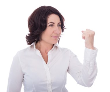 beyaz izole kızgın Olgun kadın 