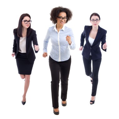 beyaz izole iş kadın çalışan Önden Görünüm