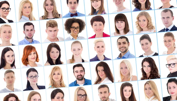 Collage con muchos retratos de gente de negocios sobre blanco —  Fotos de Stock