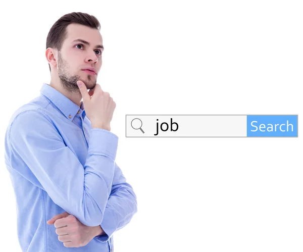 Concepto de búsqueda de Internet y trabajo - barra de búsqueda con la palabra trabajo y y — Foto de Stock