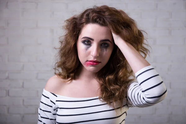 Retrato de mujer triste llora con la depresión — Foto de Stock