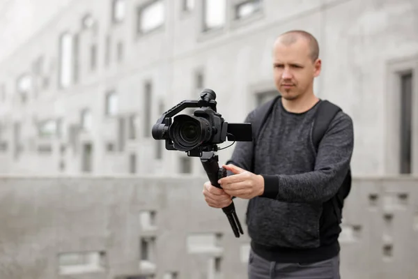 Filmskapande Videografi Hobby Och Kreativitetskoncept Videograf Som Filmar Video Med — Stockfoto