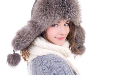 kış giysileri ISO genç güzel kadın portresi yukarıya kapatmak