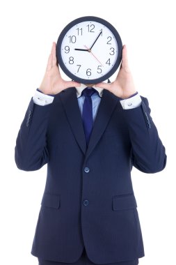 iş adamı beyaz izole yüz kapsayan saati ile takım elbiseli