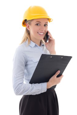 mutlu iş kadın mimar fon tarafından söz Oluşturucusu kask içinde