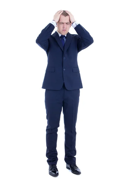 Young stressed business man isolated on white — Stock Photo, Image