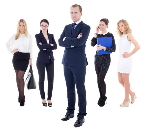 Team concept -  successful business man and his workers isolated — Stock Photo, Image