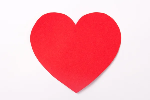 Handmade red paper heart over white — Stock Photo, Image