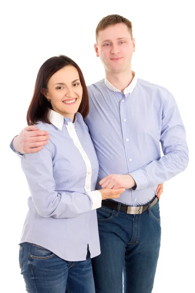 Man en vrouw geïsoleerd op wit — Stockfoto