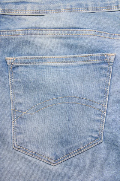 Close up of old jeans backside pocket — Stock Photo, Image