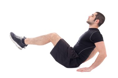 spor giyim için ab egzersizleri yapıyor sakallı Arapça erkekte yakışıklı