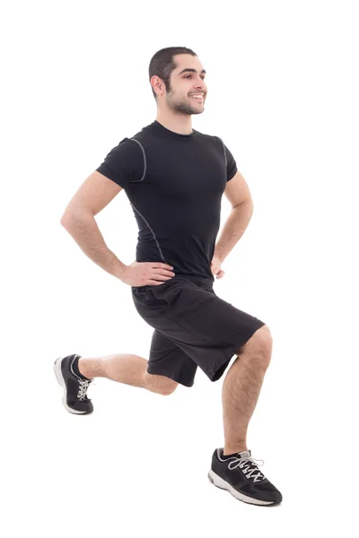 Gut aussehend, bärtigen arabischen Mann in Sportbekleidung Erwärmung vor trainin lizenzfreie Stockbilder