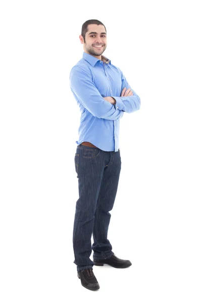 Full length portrait of handsome arabic business man isolated on — Stock Photo, Image