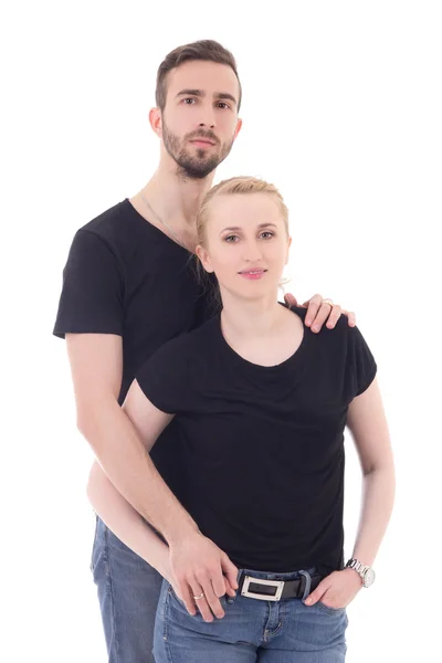 Glückliches junges schönes Paar isoliert auf weiß — Stockfoto