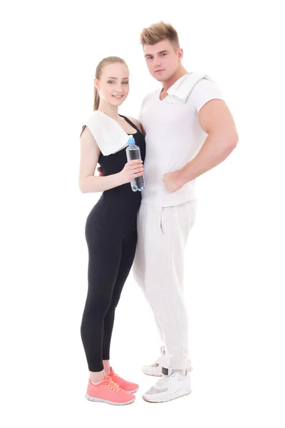 Healthy lifestyle concept - young muscular man and slim woman wi - Stock-foto