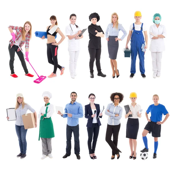 Professions concept - set of different people isolated on white — Stock Photo, Image