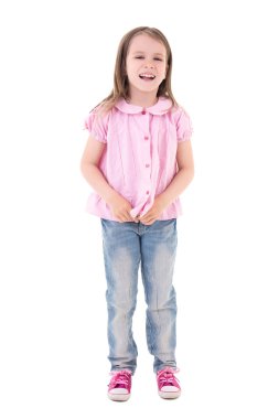 cute pretty little girl laughing isolated on white