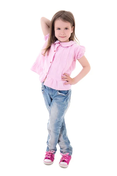 Cute pretty little girl posing isolated on white — Foto de Stock