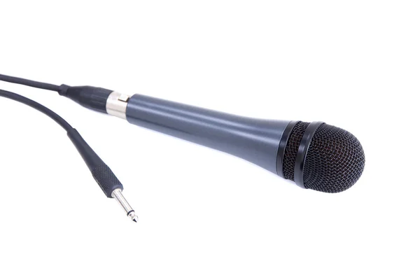 Microfone Karaoke com fio isolado no branco — Fotografia de Stock