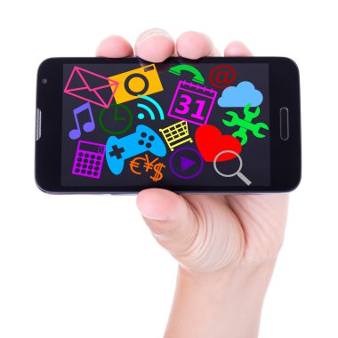 renkli Medya simgeler ve uygulamaları ile mobil akıllı telefon