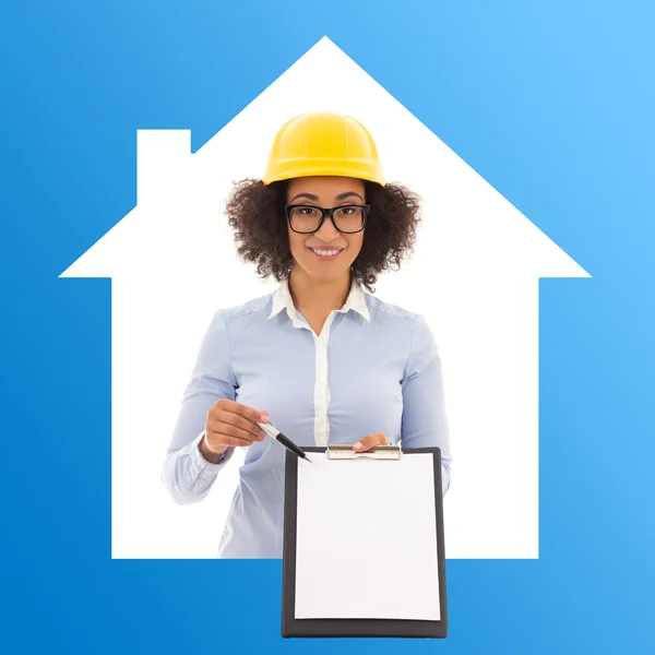 Construction and real estate concept - african american business — Stock Photo, Image