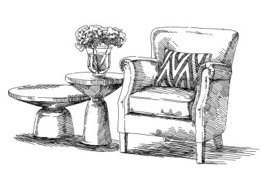 Modern iç el çizim vektör.