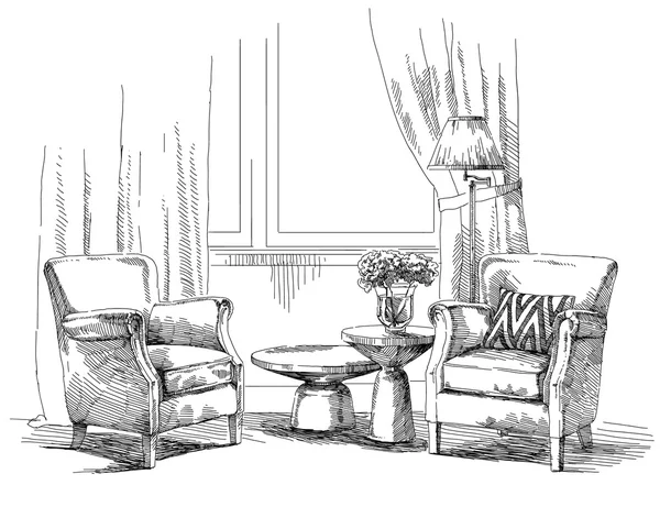 Modern iç el çizim vektör.