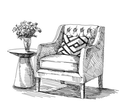 Modern iç el çizim vektör.