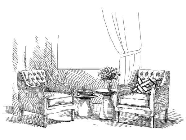 Modern iç el çizim vektör.