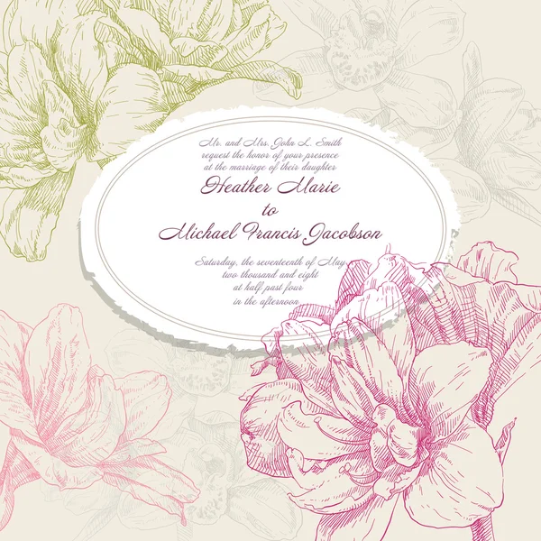 El çizim çiçek vektör çerçeve