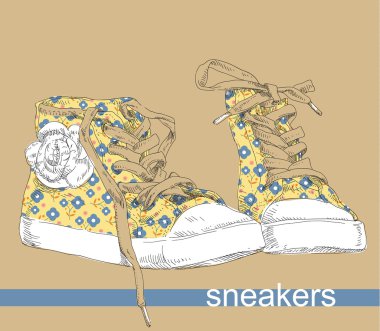 El çizim spor ayakkabı ayakkabı.