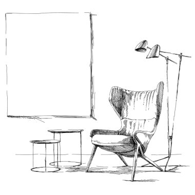 Modern iç el çizim vektör.