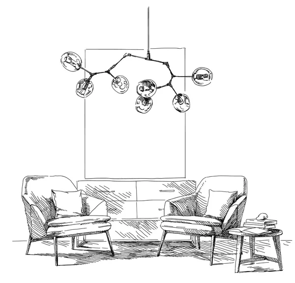 Modern iç el çizim vektör.