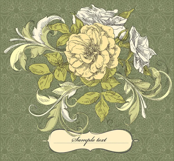Χέρι κάρτα σχέδιο λουλούδι φορέα πλαίσια — Διανυσματικό Αρχείο