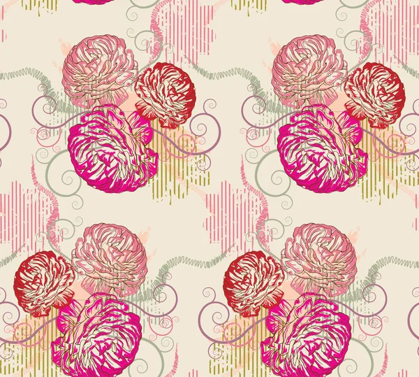 Patrón floral vintage sin costuras — Vector de stock