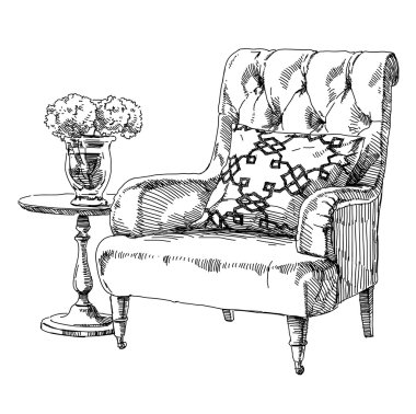 Modern iç el çizim vektör.