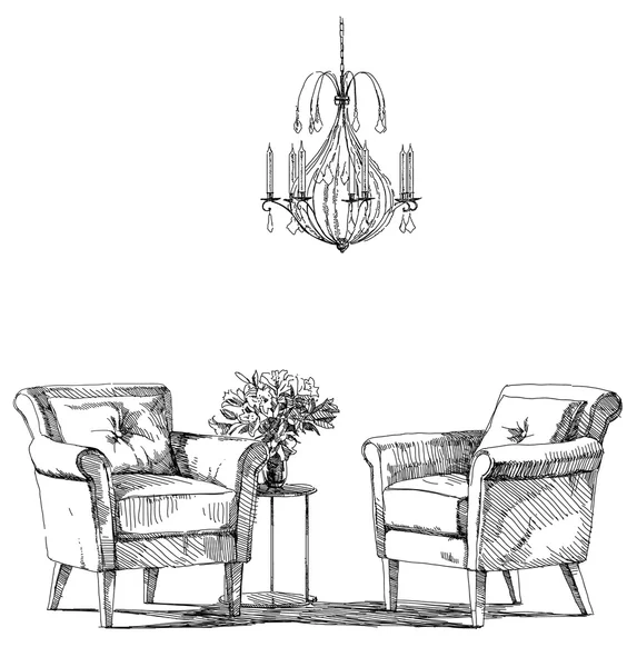 Modern iç el çizim vektör.