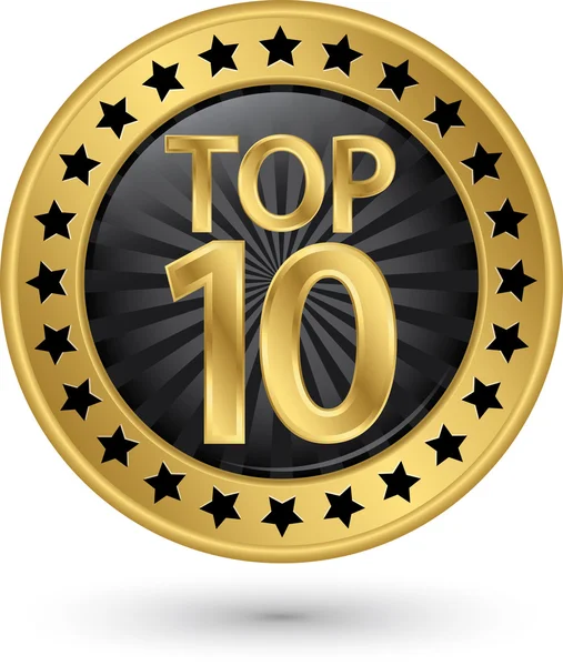 Topo 10 etiqueta dourada, ilustração vetorial — Vetor de Stock