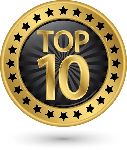 Top 10 gouden label, vectorillustratie — Stockvector