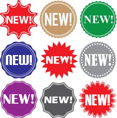 Yeni işaretler cabukşalterli, yeni etiket kümesi, vektör çizim