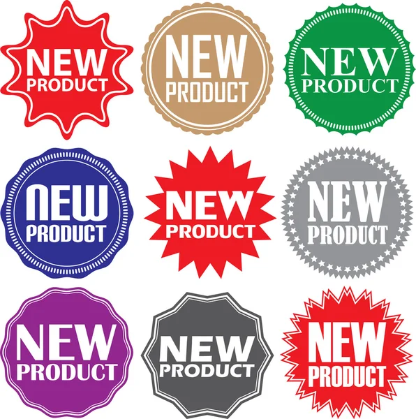 New product signs set, new product sticker set, vector illustration — Stock Vector