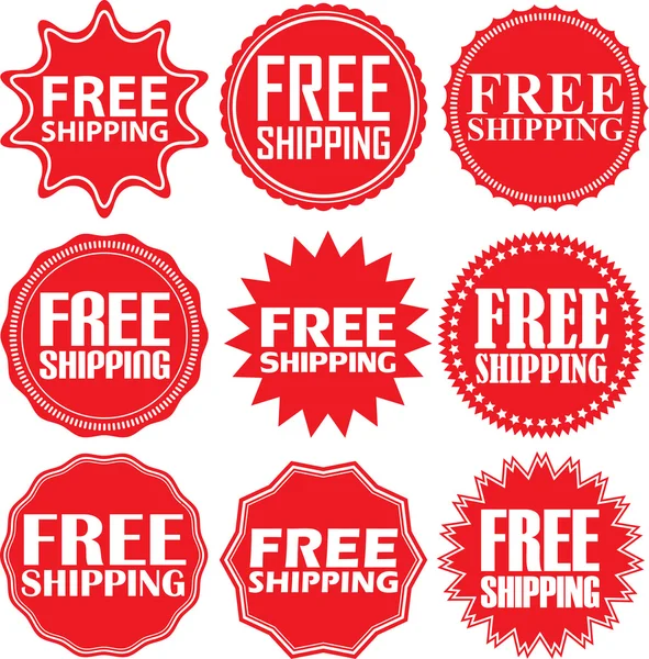 Free shipping signs set, free shipping sticker set, vector illus — Stock Vector