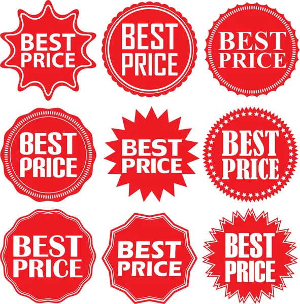 Meilleur ensemble de signes de prix, meilleur ensemble d'autocollants de prix, illustration vectorielle — Image vectorielle