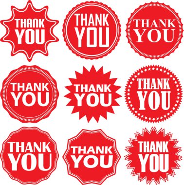 Teşekkür ederim kırmızı etiket. Kırmızı işaret teşekkür ederim. Teşekkür ederim kırmızı bayrak. V
