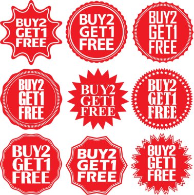 Buy 2 get 1 free red label. Buy 2  get 1 free red sign. Buy 2 ge