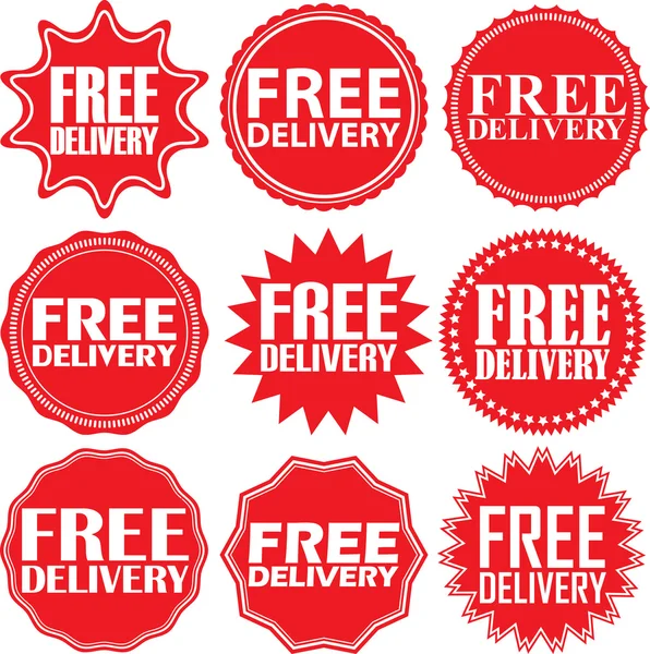 Free delivery signs set, free delivery sticker set, vector illus — Stock Vector