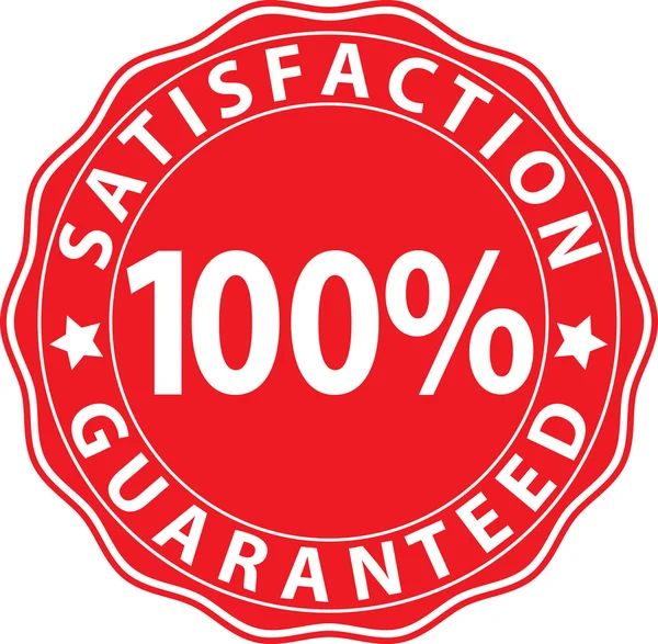 Satisfaction 100%  guaranteed red sign, vector illustration — Stock Vector