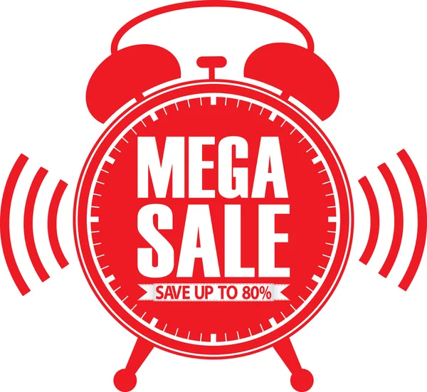 Mega Sale roter Wecker, Vektorillustration — Stockvektor