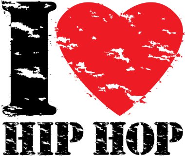 Ben hip hop grunge pencere boyutu, vektör çizim seviyorum